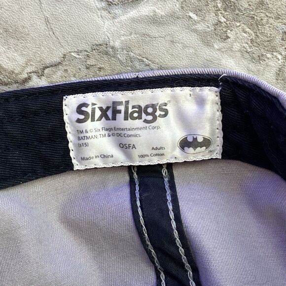 Six Flags Magic Mountain Batman The Ride Snapback Hat OSFA Black Yellow Cap - Picture 5 of 6